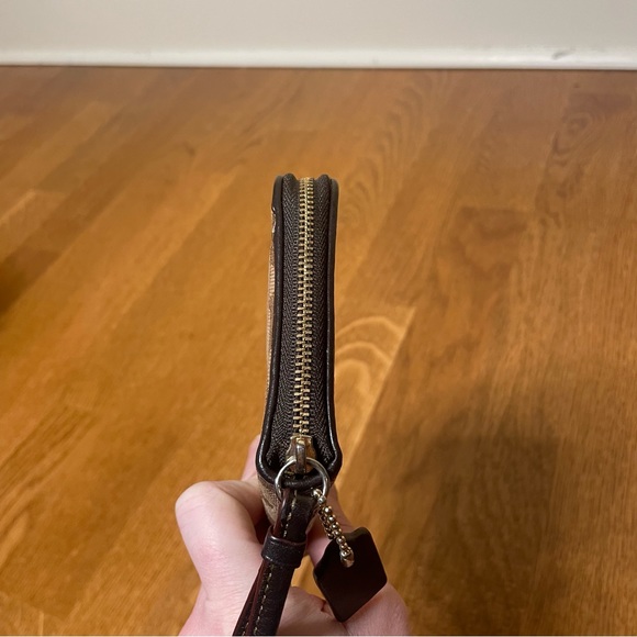 Coach Signature Canvas Zip Around Wristlet - Picture 6 of 13